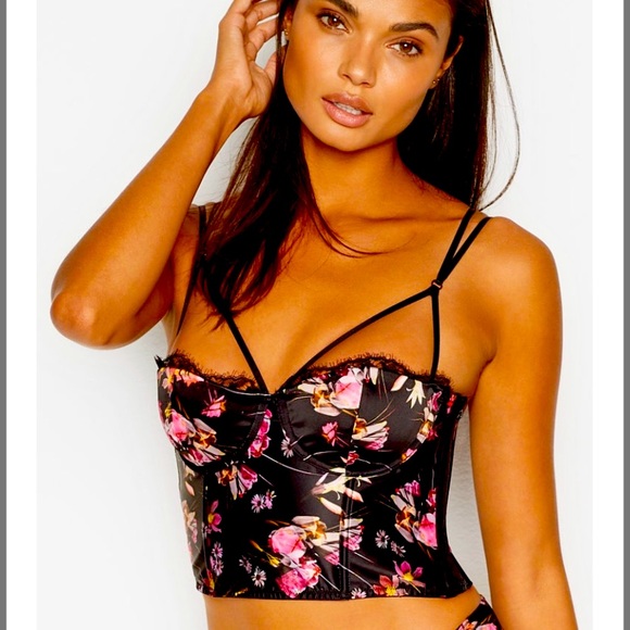 VICTORIA’S SECRET VERY SEXY BLACK FLORAL BUSTIER - Picture 4 of 7